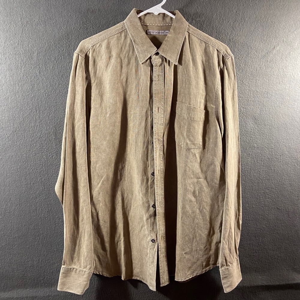 Age of Wisdom linen tencel Shirt Mens M Brown minimalist earthy capsule luxury